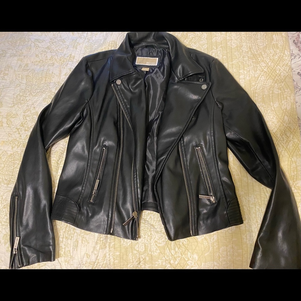 Michael Kors faux leather moto jacket
